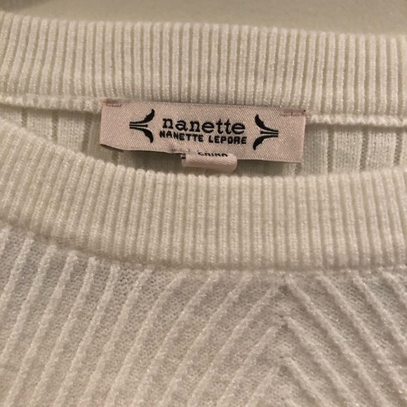 NWOT - Nanette Lepore Ribbed Sweater / white sweater - Picture 3 of 4